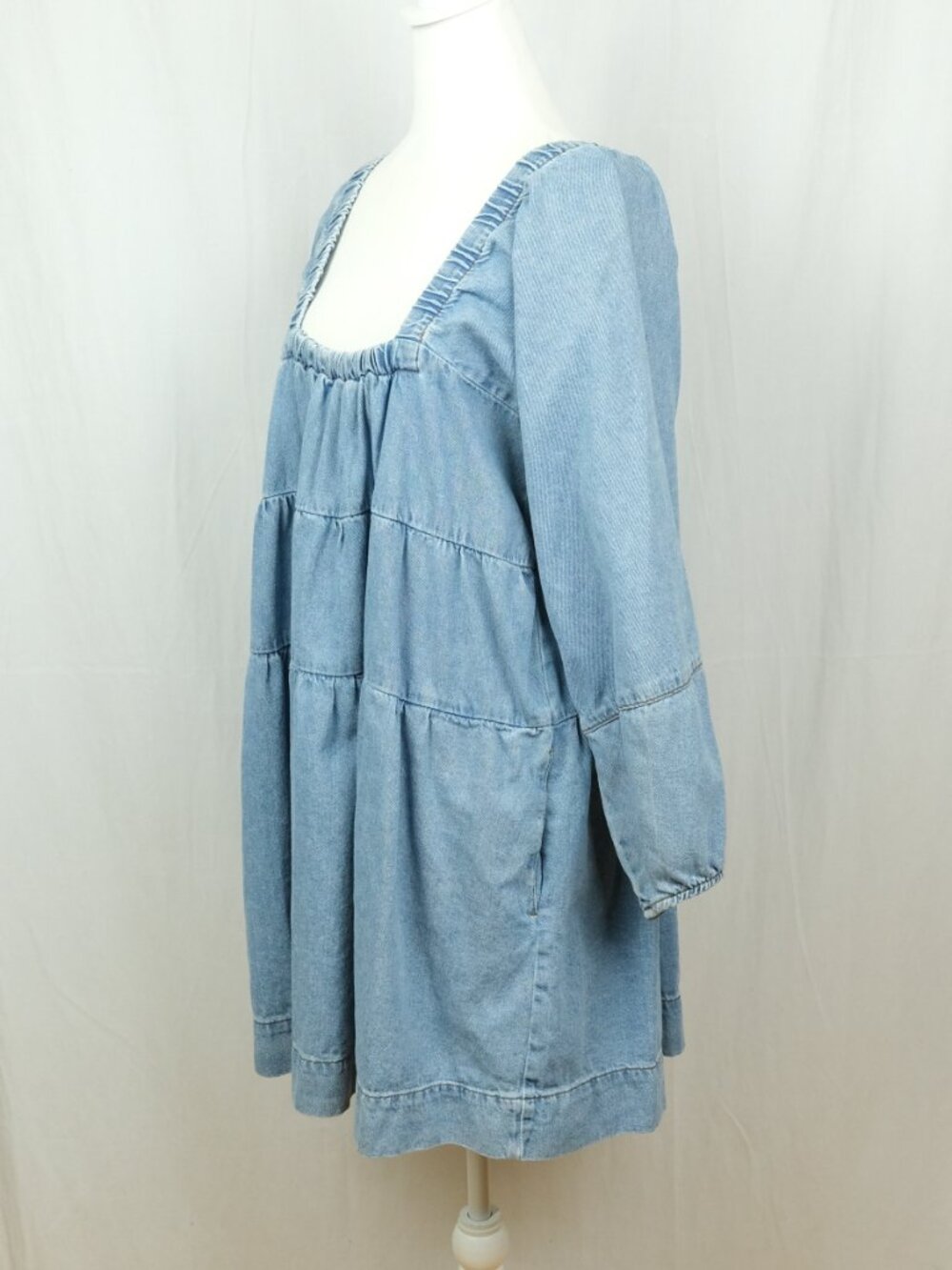 Light Blue Denim Babydoll Dress - Picture 4 of 13